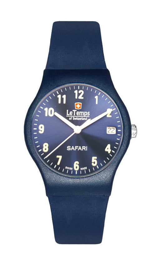 Safari Unisex Unisex Uhr mit dunkelblauem Kunststoffarmband