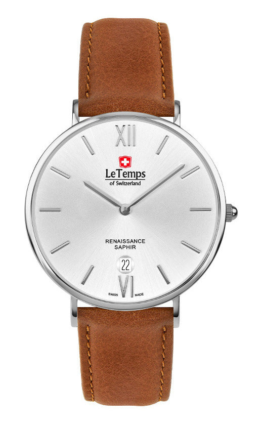 Renaissance Unisex Uhr mit braunem Lederarmband – Saphirglas