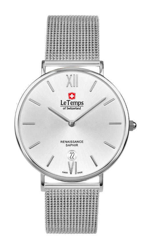Renaissance Unisex Uhr mit silbernem Milanaisearmband – Saphirglas