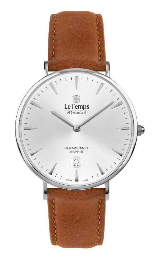 Renaissance Unisex Uhr mit braunem Lederarmband – Saphirglas