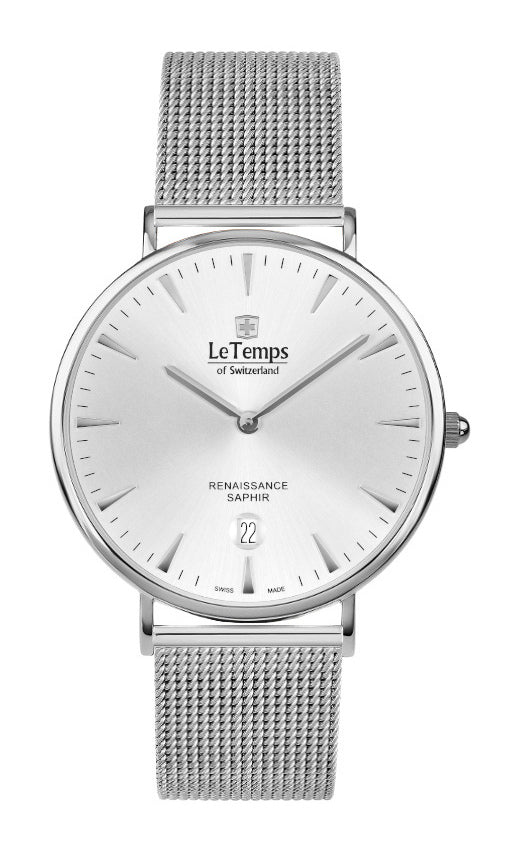 Renaissance Unisex Uhr mit silbernem Milanaisearmband – Saphirglas
