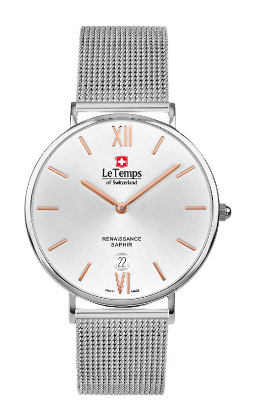 Renaissance Unisex Uhr mit silbernem Milanaisearmband – Saphirglas
