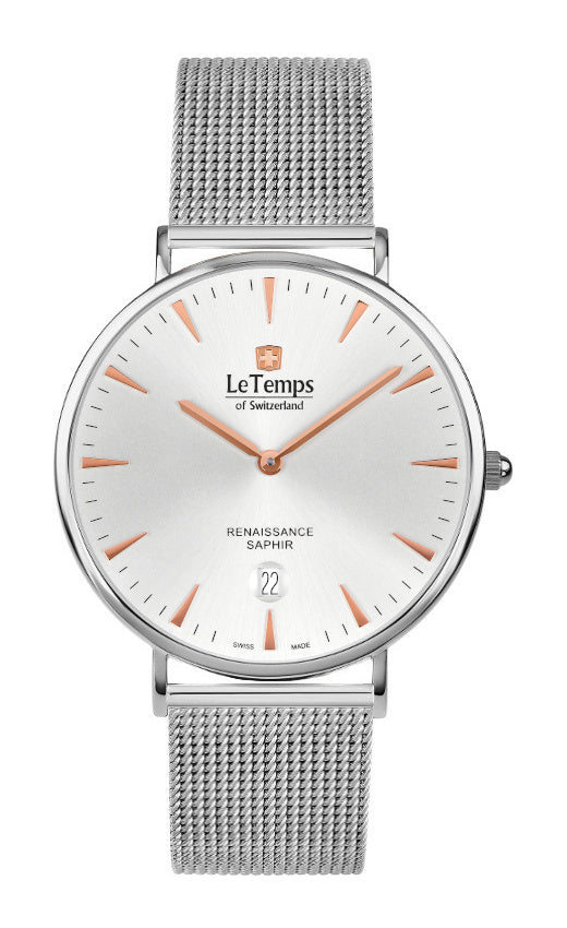 Renaissance Unisex Uhr mit silbernem Milanaisearmband – Saphirglas