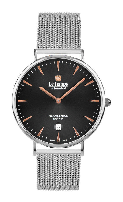 Renaissance Unisex Uhr mit silbernem Milanaisearmband – Saphirglas