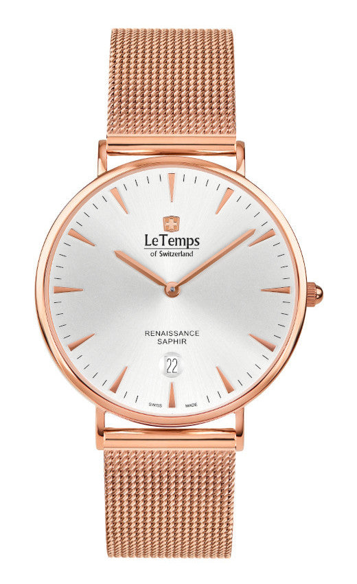 Renaissance Unisex Uhr mit goldenem Milanaisearmband – Saphirglas