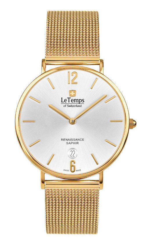 Renaissance Unisex Uhr mit vergoldetem Milanaisearmband – Saphirglas