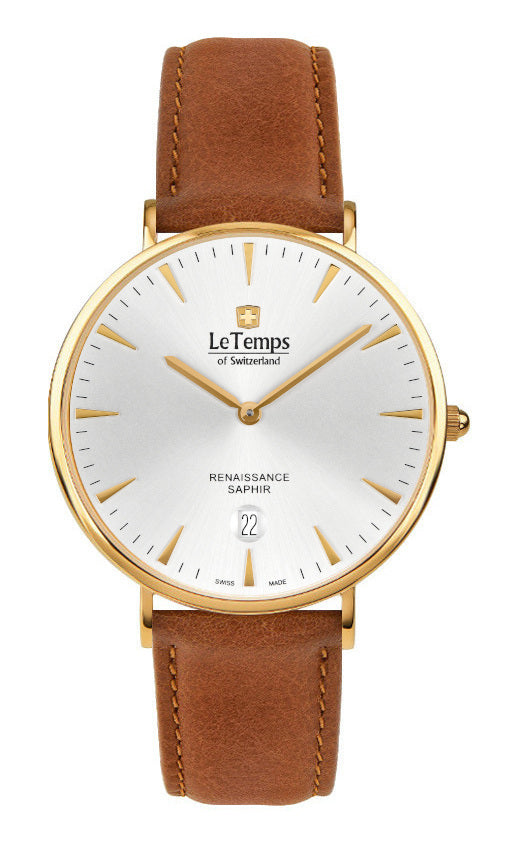Renaissance Unisex Uhr mit braunem Lederarmband – Saphirglas