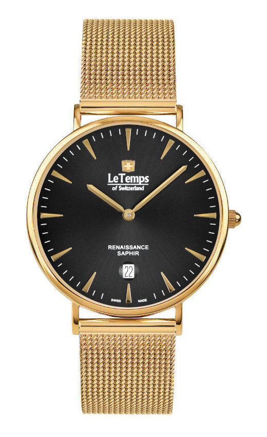 Renaissance Unisex Uhr mit vergoldetem Milanaisearmband – Saphirglas
