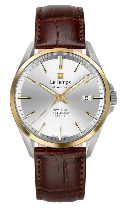 Titanium Gent Herrenuhr mit braunem Lederarmband – Saphirglas