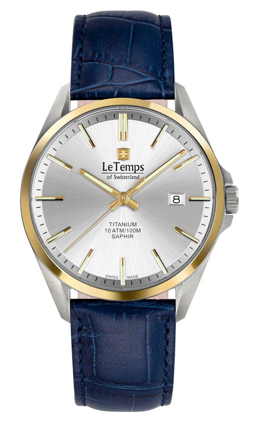 Titanium Gent Herrenuhr mit blauem Lederarmband – Saphirglas