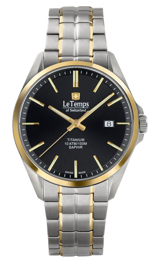 Titanium Gent Herrenuhr mit vergoldetem Titanarmband – Saphirglas