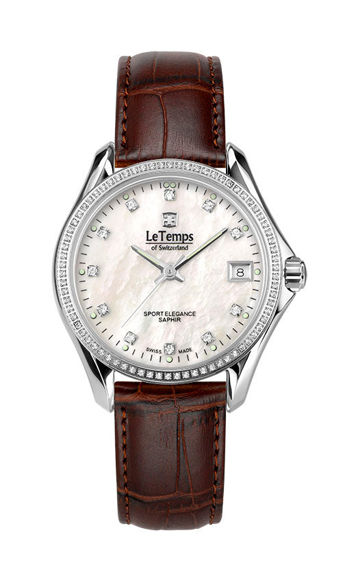 Sport Elegance Lady 33 Damenuhr mit braunem Lederarmband – Saphirglas