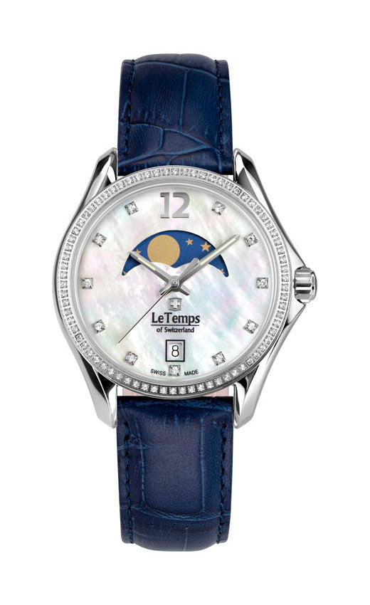 Sport Elegance Lady 33 Damenuhr mit dunkelblauem Lederarmband
