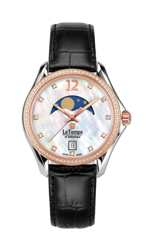 Sport Elegance Lady 33 Damenuhr mit schwarzem Lederarmband – Saphirglas