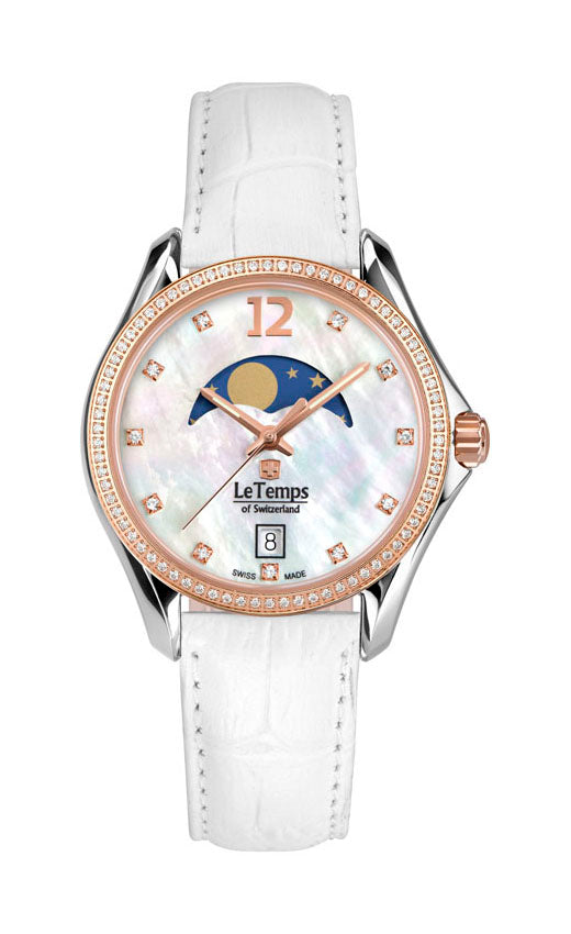 Sport Elegance Lady 33 Damenuhr mit weißem Lederarmband – Saphirglas