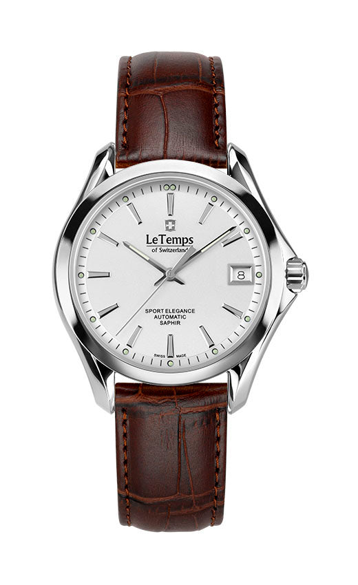 Sport Elegance Lady 33 Automatik Damenuhr mit silbernem Lederarmband