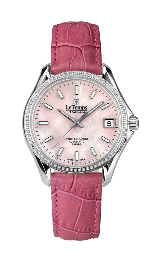 Sport Elegance Lady 33 Automatik Damenuhr mit silbernem Lederarmband