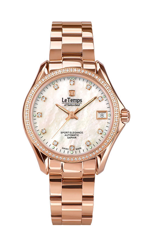 Sport Elegance Lady 33 Automatik Damenuhr mit goldenem Edelstahlarmband