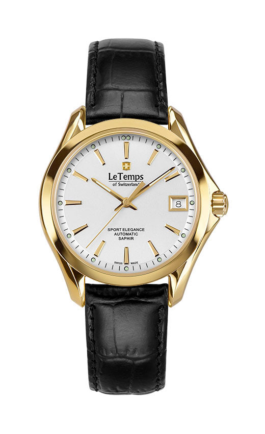 Sport Elegance Lady 33 Automatik Damenuhr mit schwarzem Lederarmband