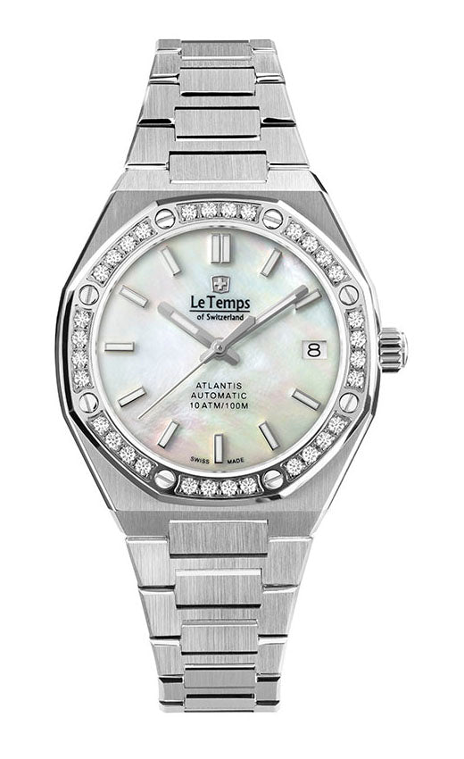 Atlantis Lady Automatik Damenuhr mit silbernem Edelstahlarmband