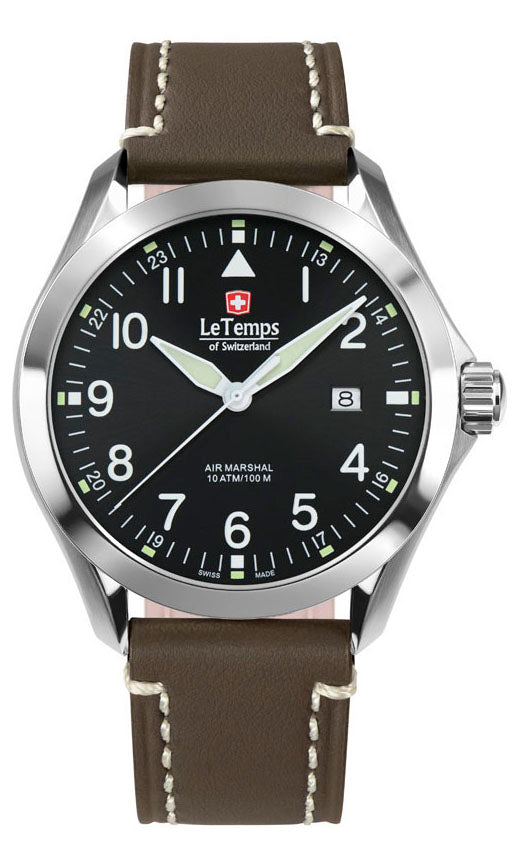 Air Marshal 43 Unisex Uhr mit weißem Lederarmband – Saphirglas