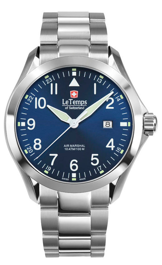 Air Marshal 43 Unisex Uhr mit silbernem Edelstahlarmband – Saphirglas