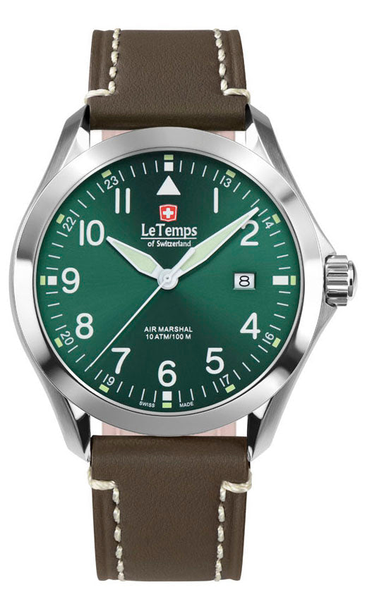 Air Marshal 43 Unisex Uhr mit dunkelblauem Lederarmband – Saphirglas