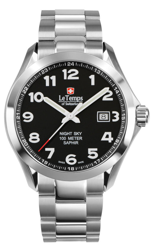Sport Elegance Gent 43 Herrenuhr mit silbernem Edelstahlarmband
