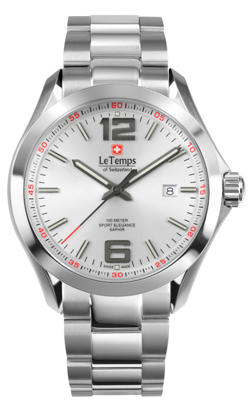 Sport Elegance Gent 43 Herrenuhr mit silbernem Edelstahlarmband