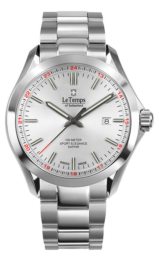 Sport Elegance Gent 43 Herrenuhr mit silbernem Edelstahlarmband