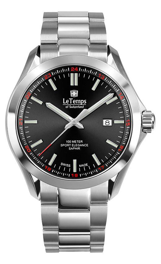 Sport Elegance Gent 43 Herrenuhr mit silbernem Edelstahlarmband