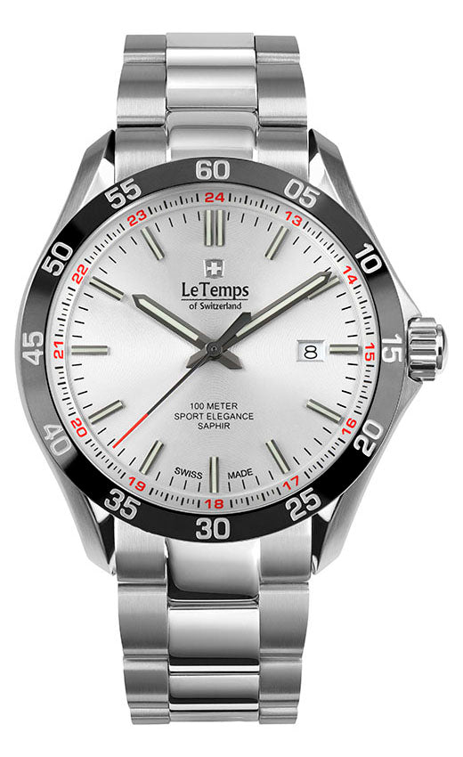 Sport Elegance Gent 43 Herrenuhr mit schwarzem Edelstahlarmband