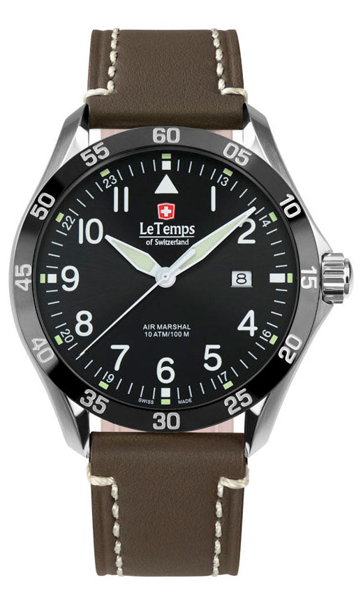 Air Marshal 43 Unisex Uhr mit weißem Lederarmband – Saphirglas