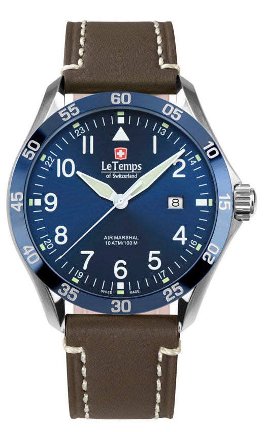 Air Marshal 43 Unisex Uhr mit braunem Lederarmband – Saphirglas