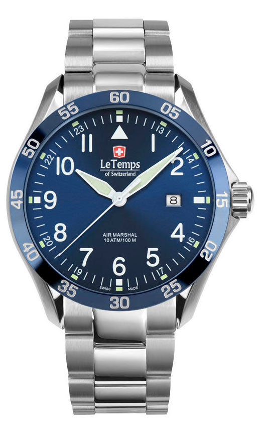 Air Marshal 43 Unisex Uhr mit silbernem Edelstahlarmband – Saphirglas