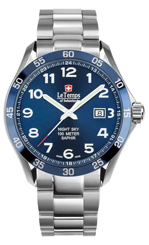 Sport Elegance Gent 43 Herrenuhr mit silbernem Edelstahlarmband