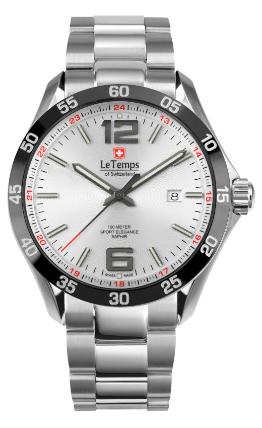 Sport Elegance Gent 43 Herrenuhr mit schwarzem Edelstahlarmband