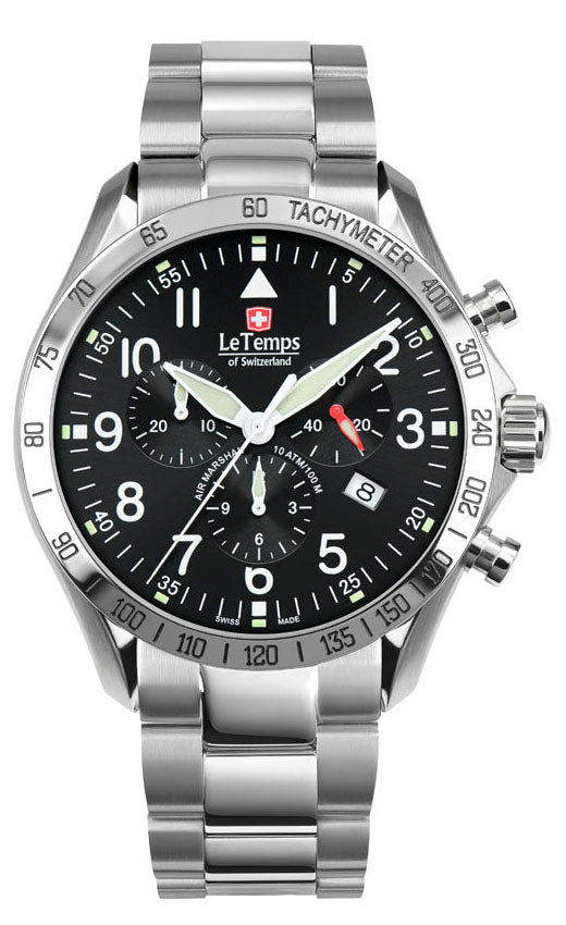 Air Marshal 43 Chronograph Unisex Uhr mit silbernem Edelstahlarmband