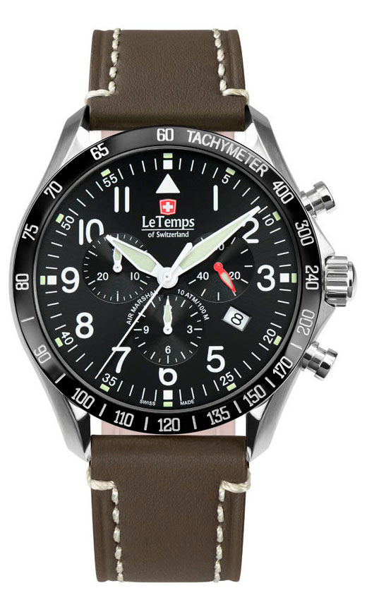 Air Marshal 43 Chronograph Unisex Uhr mit weißem Lederarmband