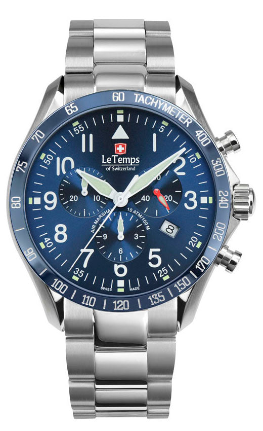 Air Marshal 43 Chronograph Unisex Uhr mit silbernem Edelstahlarmband