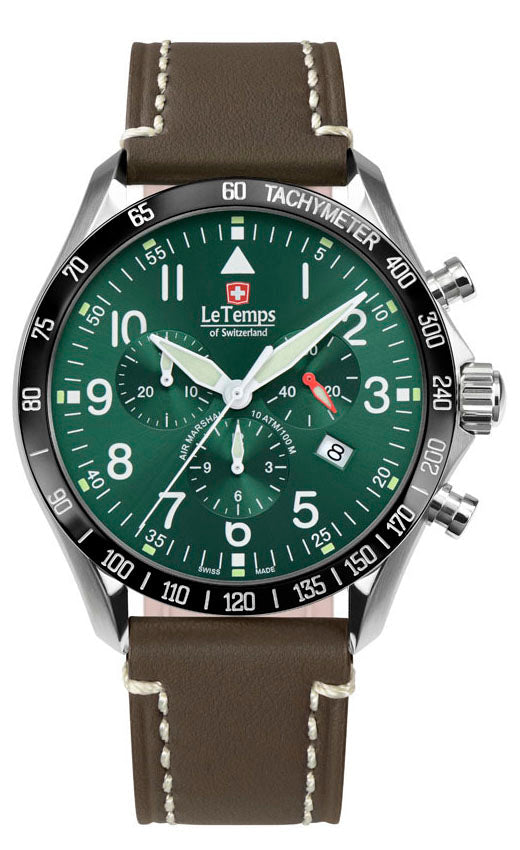 Air Marshal 43 Chronograph Unisex Uhr mit weißem Lederarmband