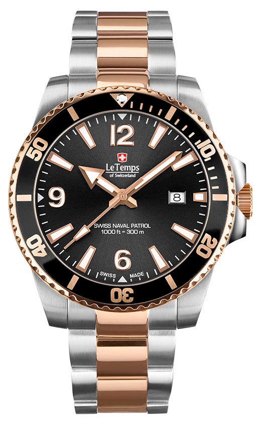 Swiss Naval Patrol Diver Unisex Uhr mit silbernem Edelstahlarmband