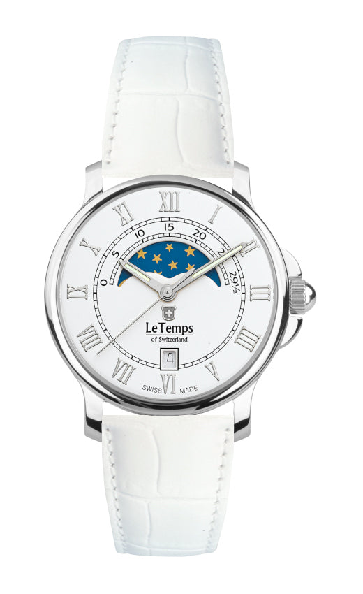 Zafira Unisex Unisex Uhr mit weißem Lederarmband – Saphirglas