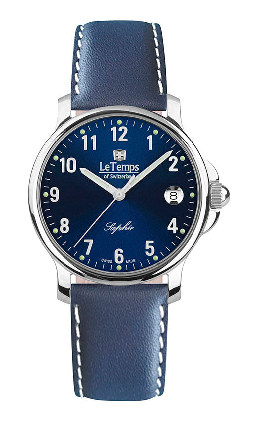 Zafira Unisex Unisex Uhr mit dunkelblauem Lederarmband – Saphirglas