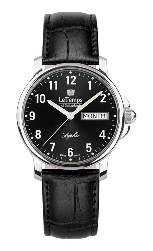 Zafira Unisex Unisex Uhr mit schwarzem Lederarmband – Saphirglas