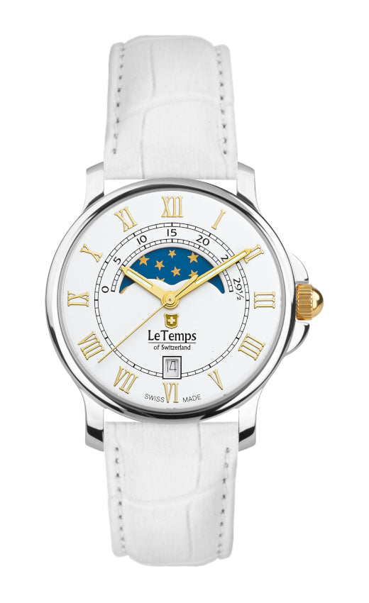 Zafira Unisex Unisex Uhr mit weißem Lederarmband – Saphirglas