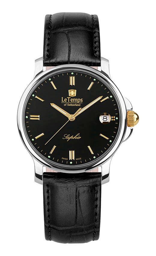 Zafira Unisex Unisex Uhr mit schwarzem Lederarmband – Saphirglas