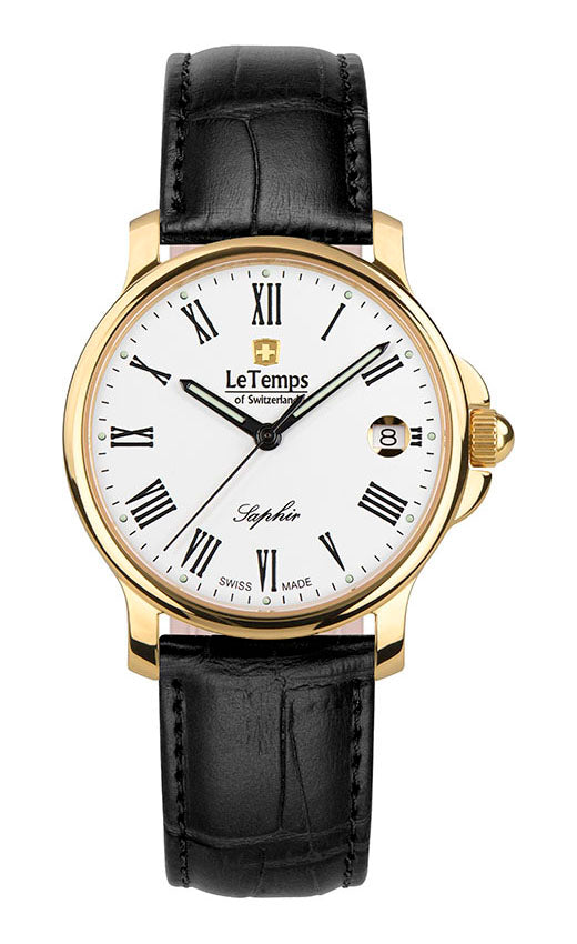 Zafira Unisex Unisex Uhr mit schwarzem Lederarmband – Saphirglas
