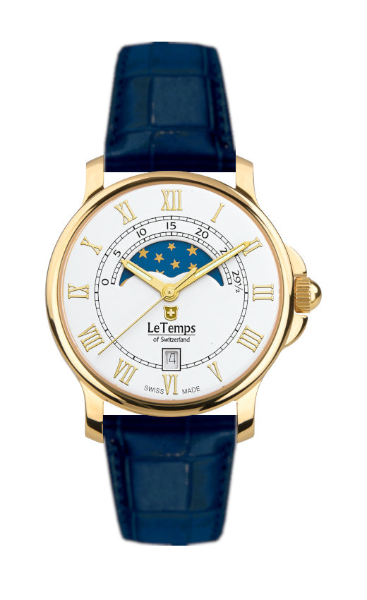 Zafira Unisex Unisex Uhr mit dunkelblauem Lederarmband – Saphirglas