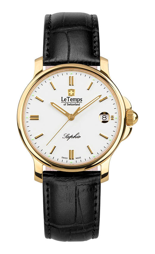 Zafira Unisex Unisex Uhr mit schwarzem Lederarmband – Saphirglas